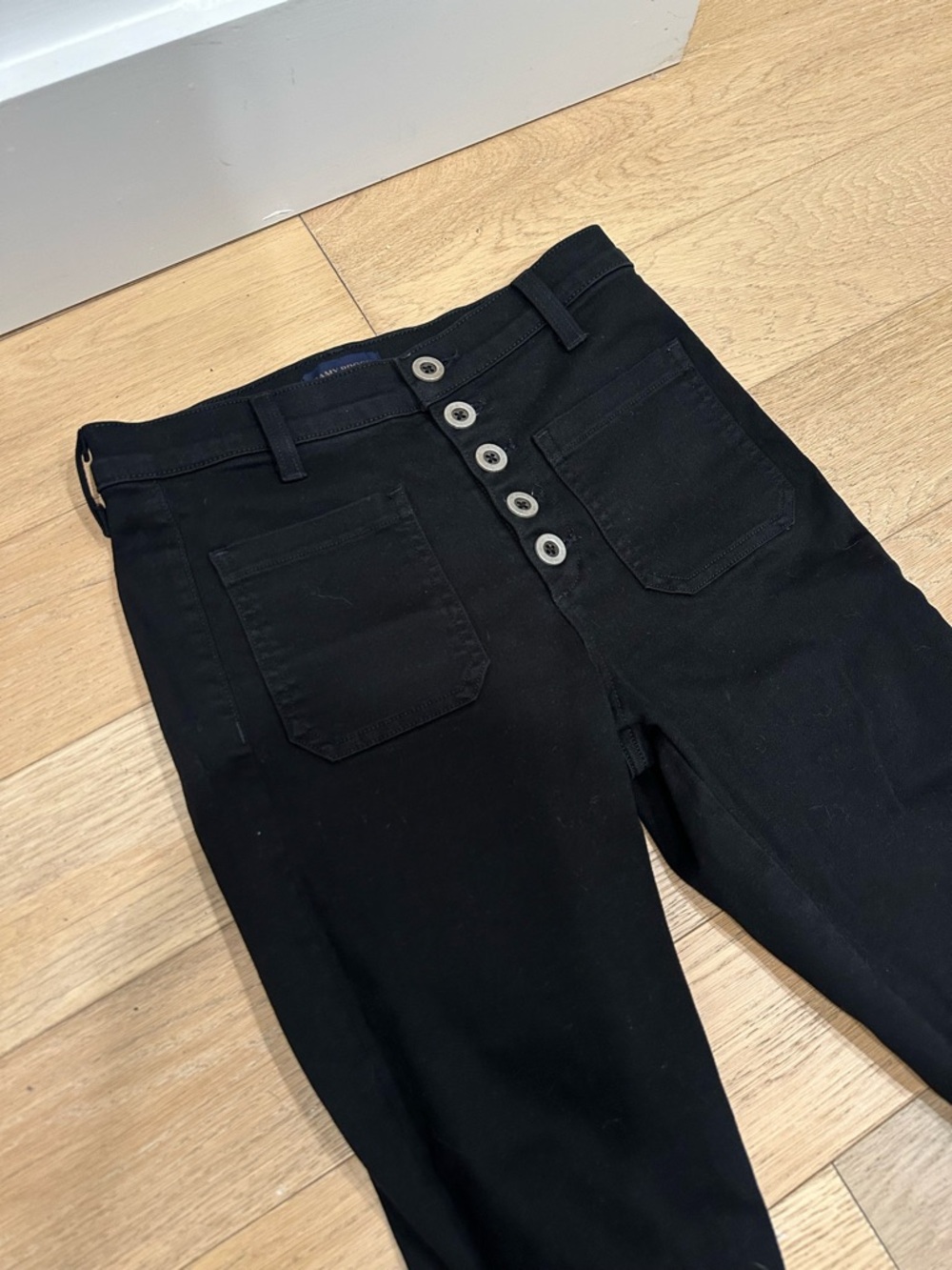 Ramy Brook Cindy High Rise Flare Jeans Black Button Front Women’s Size 28 - Picture 2 of 9